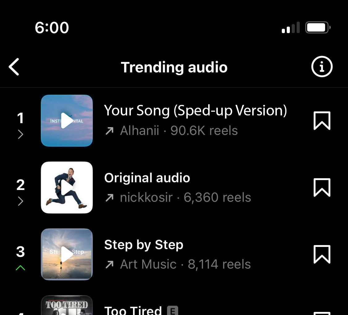 Trending Audio List